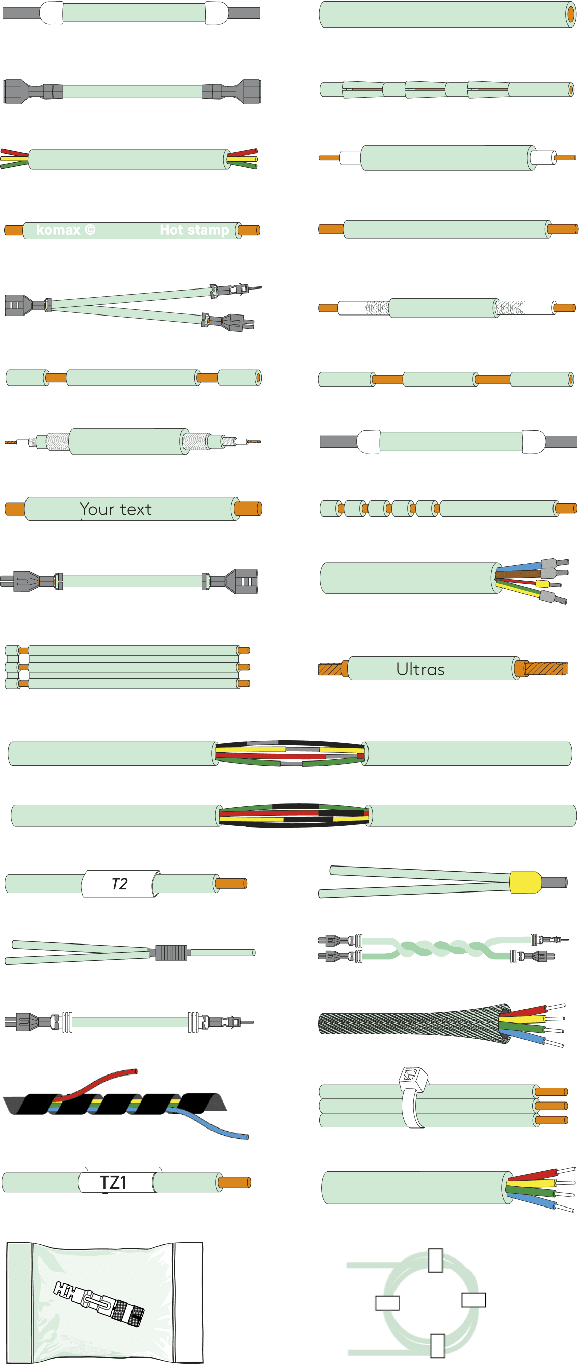 Some examples of the output of our fully- and semi-automatic processing machines:
